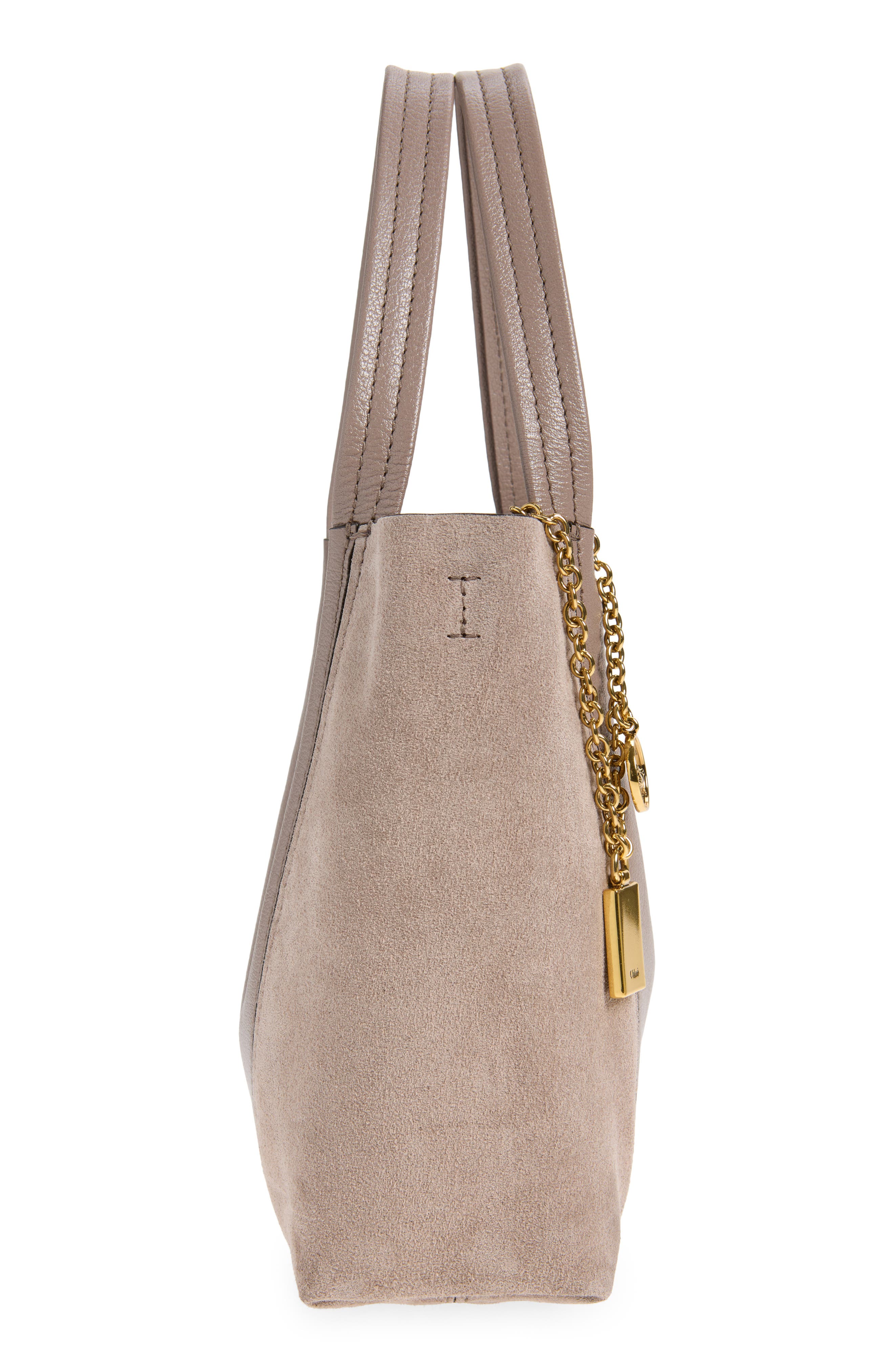 Small Chloé Spin Leather & Suede Tote (Nordstrom Exclusive), Alternate, color, TWILIGHT PURPLE