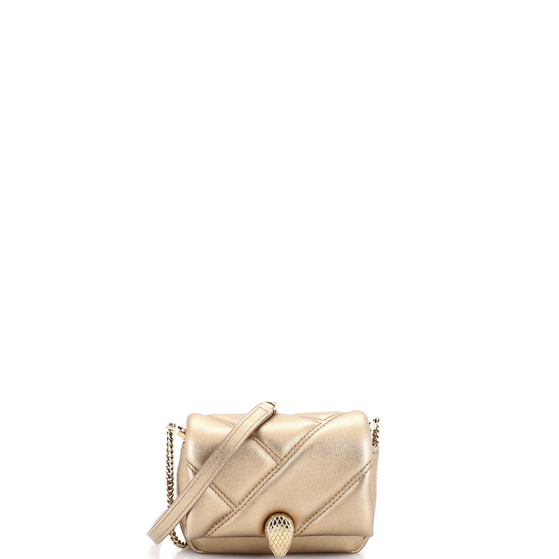 Serpenti Cabochon Shoulder Bag Diagonal Quilted Leather Micro, Main, color, Metallic Gold