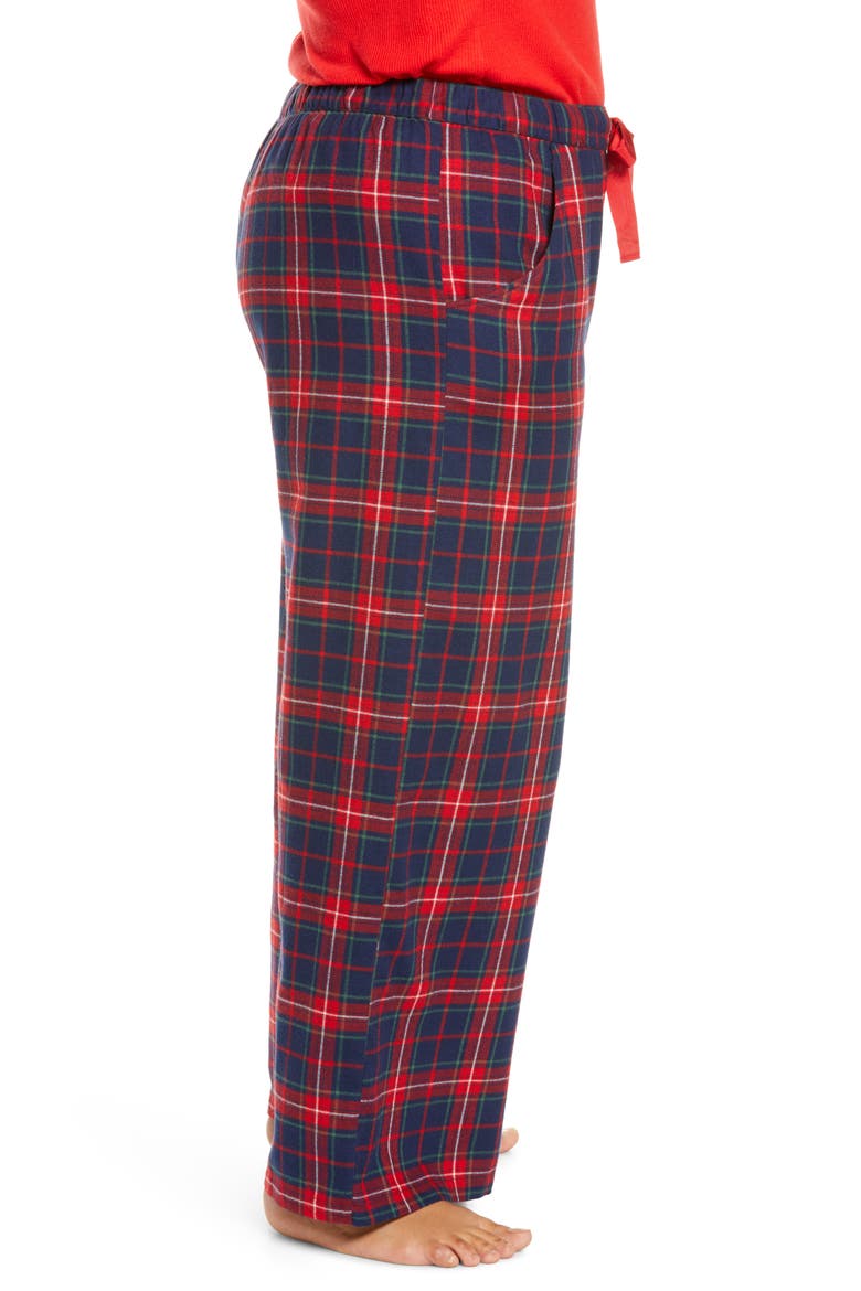 Flannel Tie Waist Pants, Alternate, color, NAVY PEACOAT LAURA PLAID