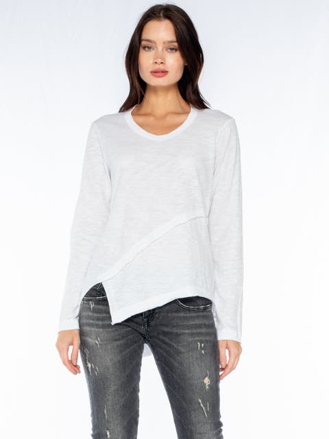 Crew Long Sleeve Easy Crossover Raw Hem Top