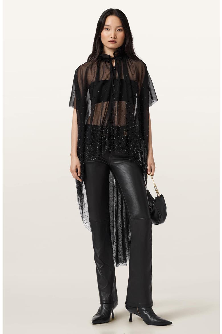 Haldan Straight Leg Leather Pants, Alternate, color, BLACK