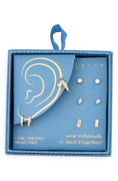 Set of 5 Assorted Cubic Zirconia Earrings