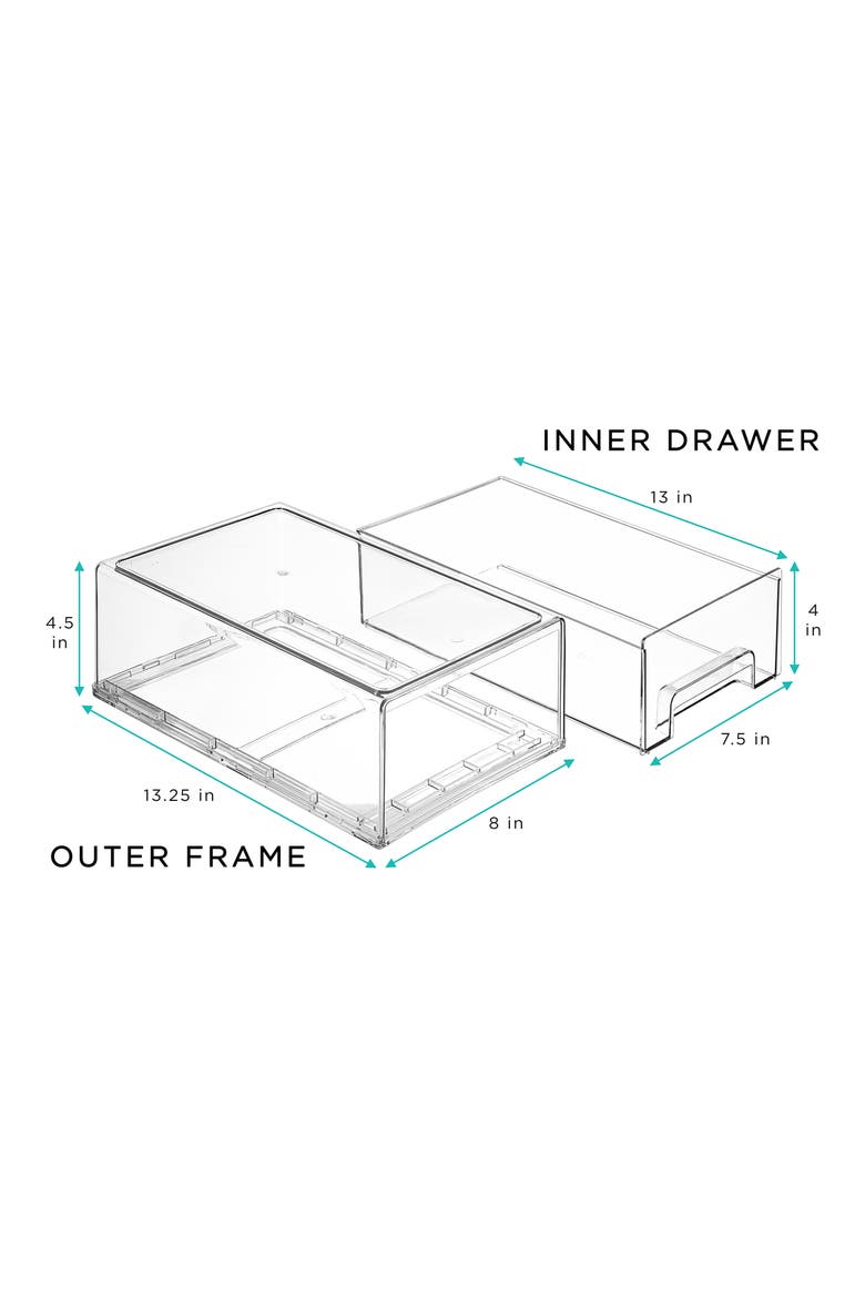 Medium Set of 2 Fridge Organizer Drawers, Alternate, color, CLEAR