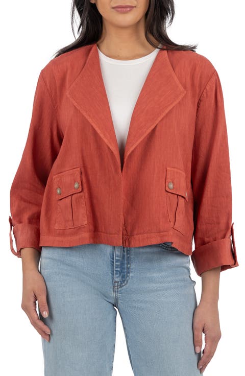 Karie Open Front Linen Blend Jacket