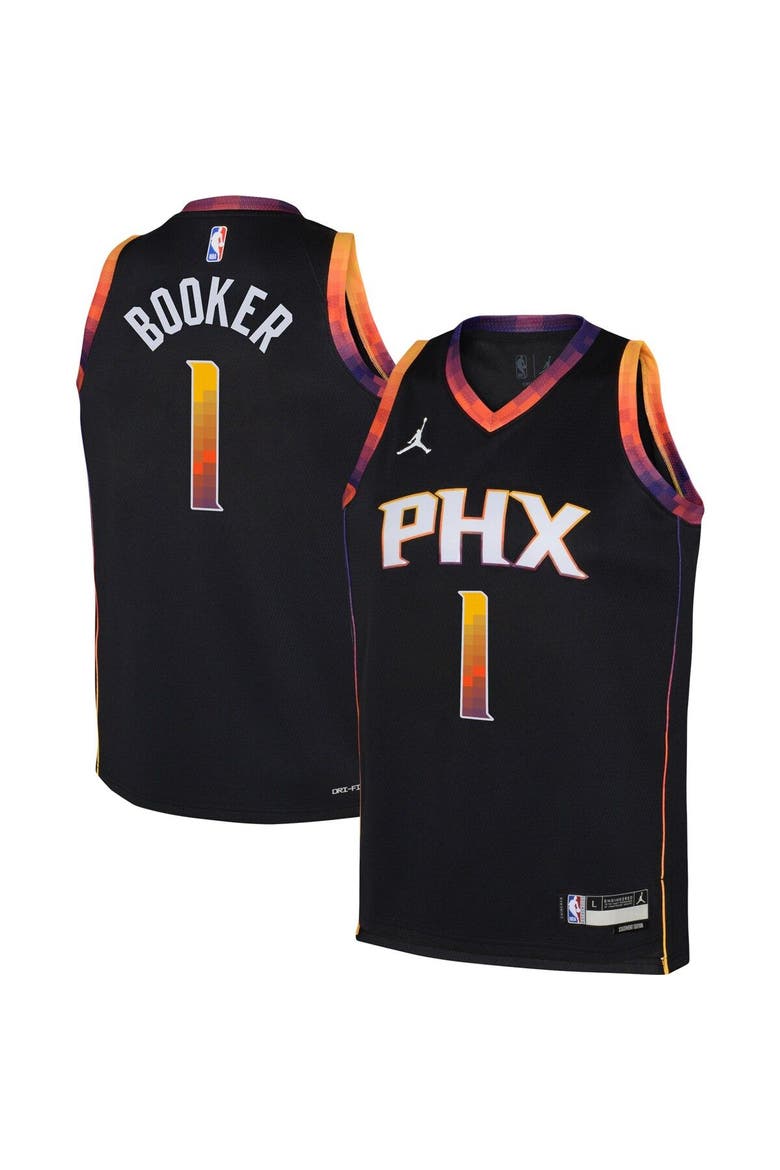 Youth Jordan Brand Devin Booker Black Phoenix Suns Swingman Jersey - Statement Edition, Main, color, Black