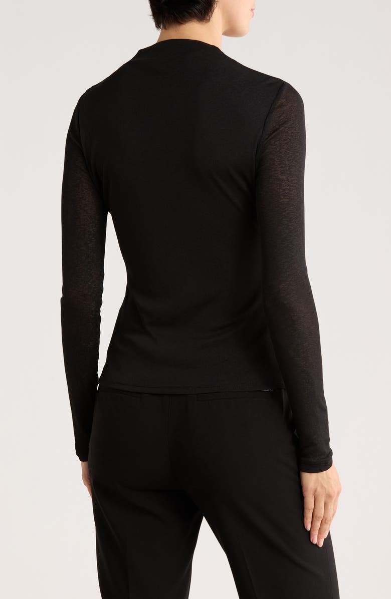 DKNY Long Sleeve Fitted Funnel Neck Top, Alternate, color, Black