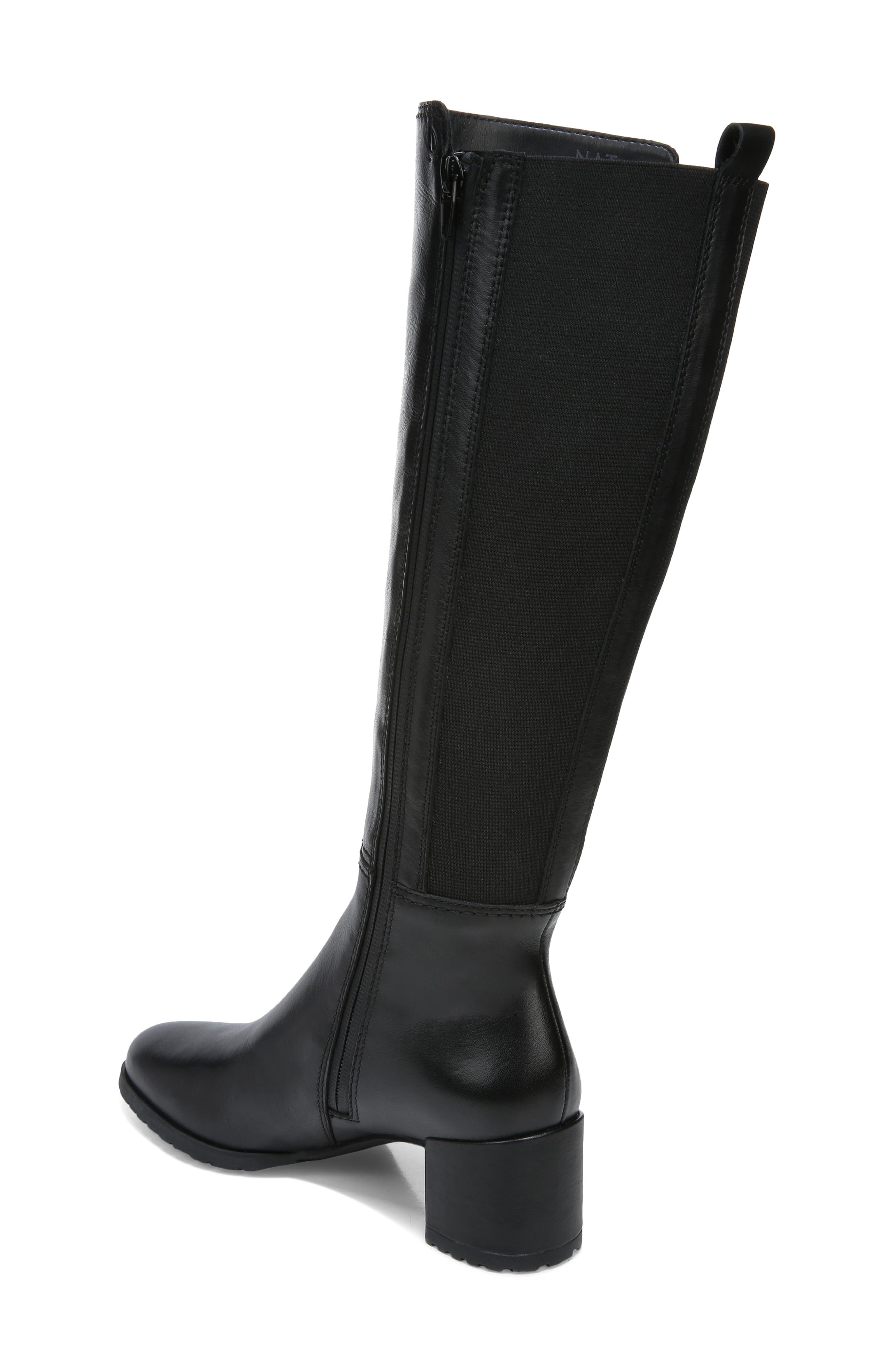 Naturalizer Brent Water Repellent Knee High Boot, Alternate, color, Black Lea