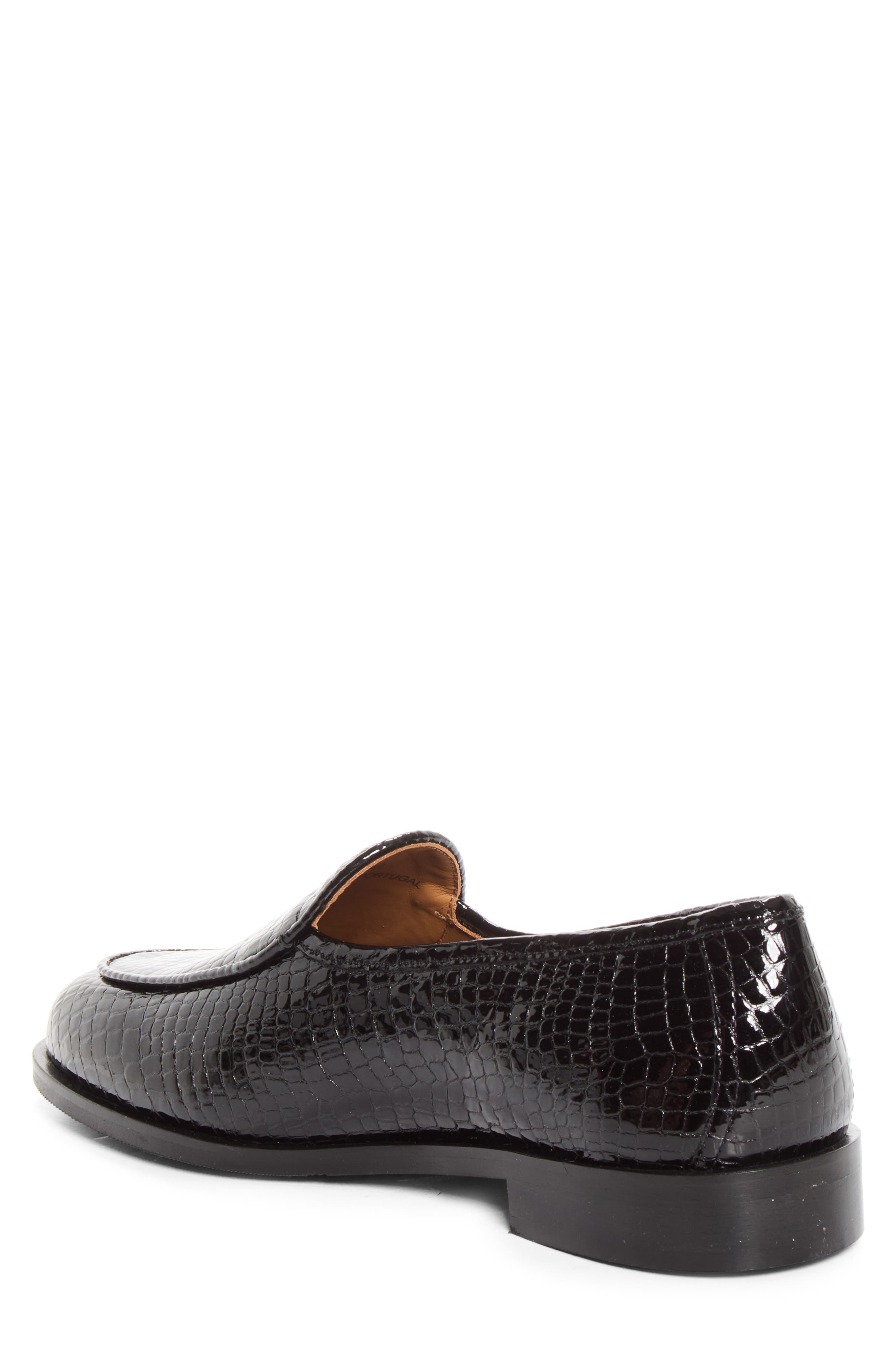 Jacques New Croc Embossed Patent Leather Loafer, Alternate, color, PATENT CROC BLACK