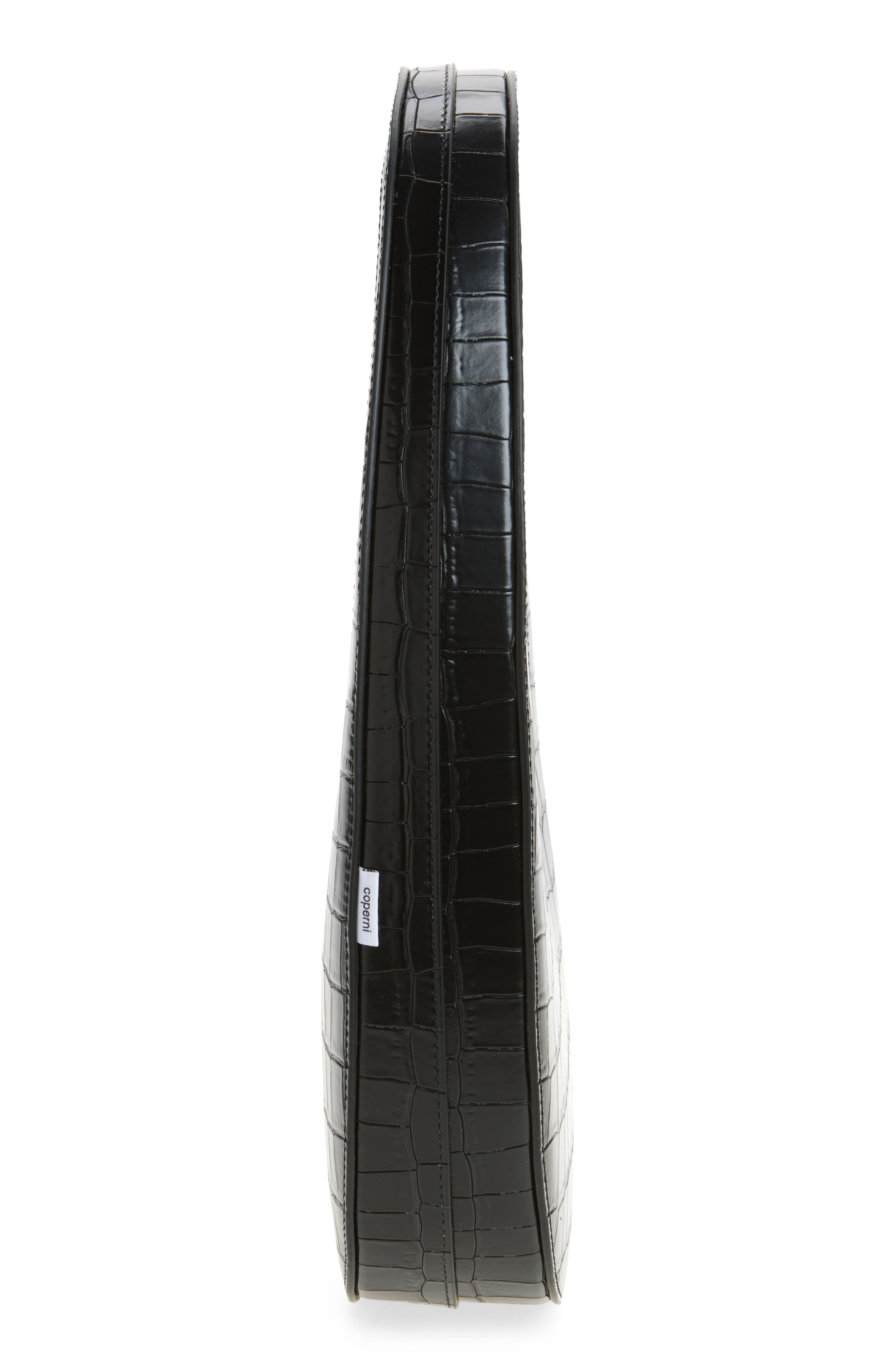 Coperni Swipe Croc Embossed Leather Handbag, Alternate, color, Black