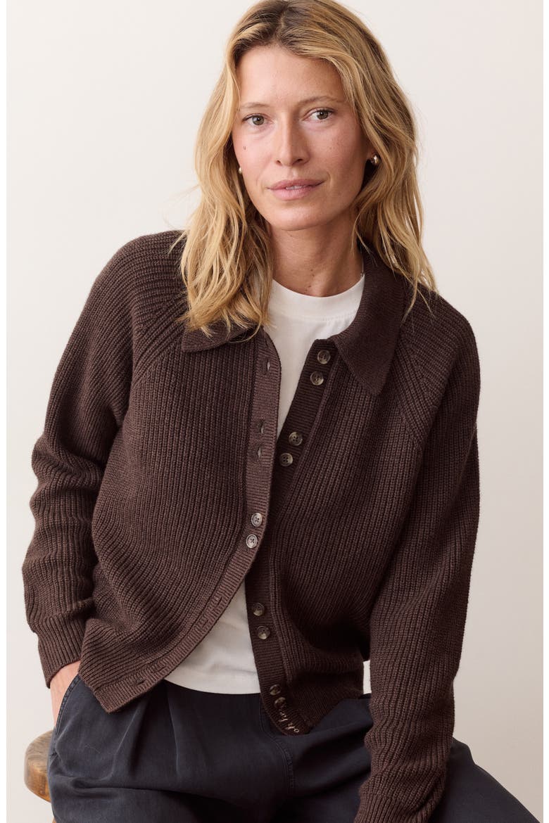 Parker Cotton & Merino Wool Blend Cardigan, Alternate, color, CHOCOLATE