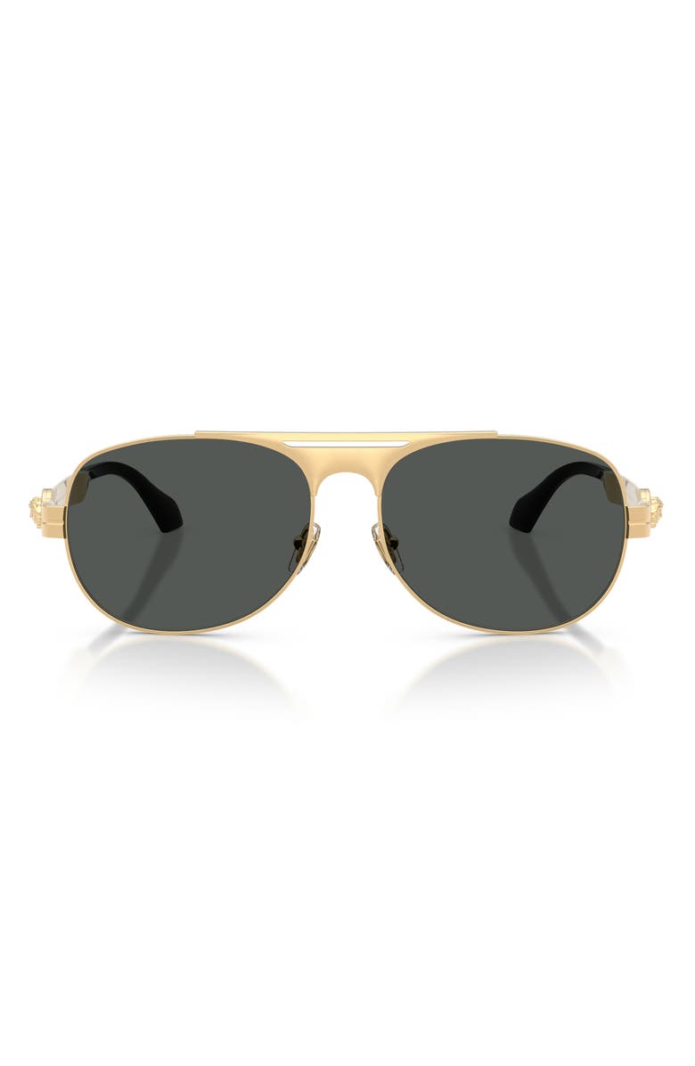 Versace 60mm Pilot Sunglasses, Main, color, Gold Versace / Dark Grey