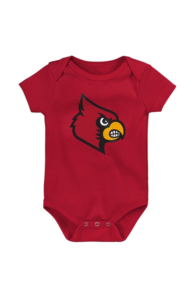 Outerstuff Newborn & Infant Red/Black/Heather Gray Louisville Cardinals 3-Pack Born To Be Bodysuit Set, Alternate, color, 
