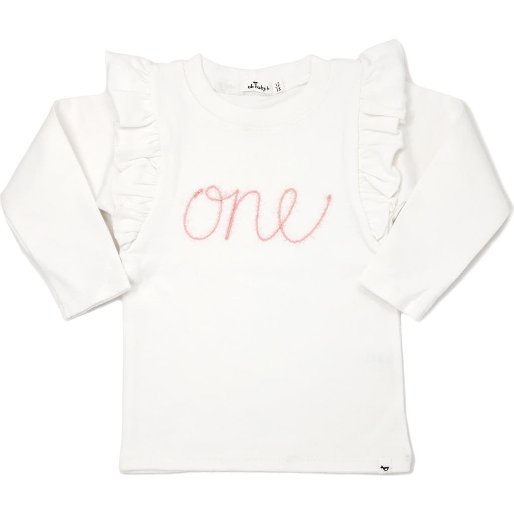 oh baby! "one" Pink Eyelash Millie Long Sleeve Tee in Cream  product