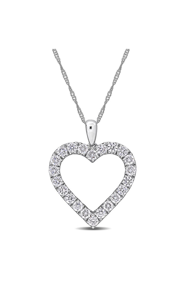 Julianna B. Lab-Grown Diamond Open Heart Necklace 14k, Main, color, White Gold