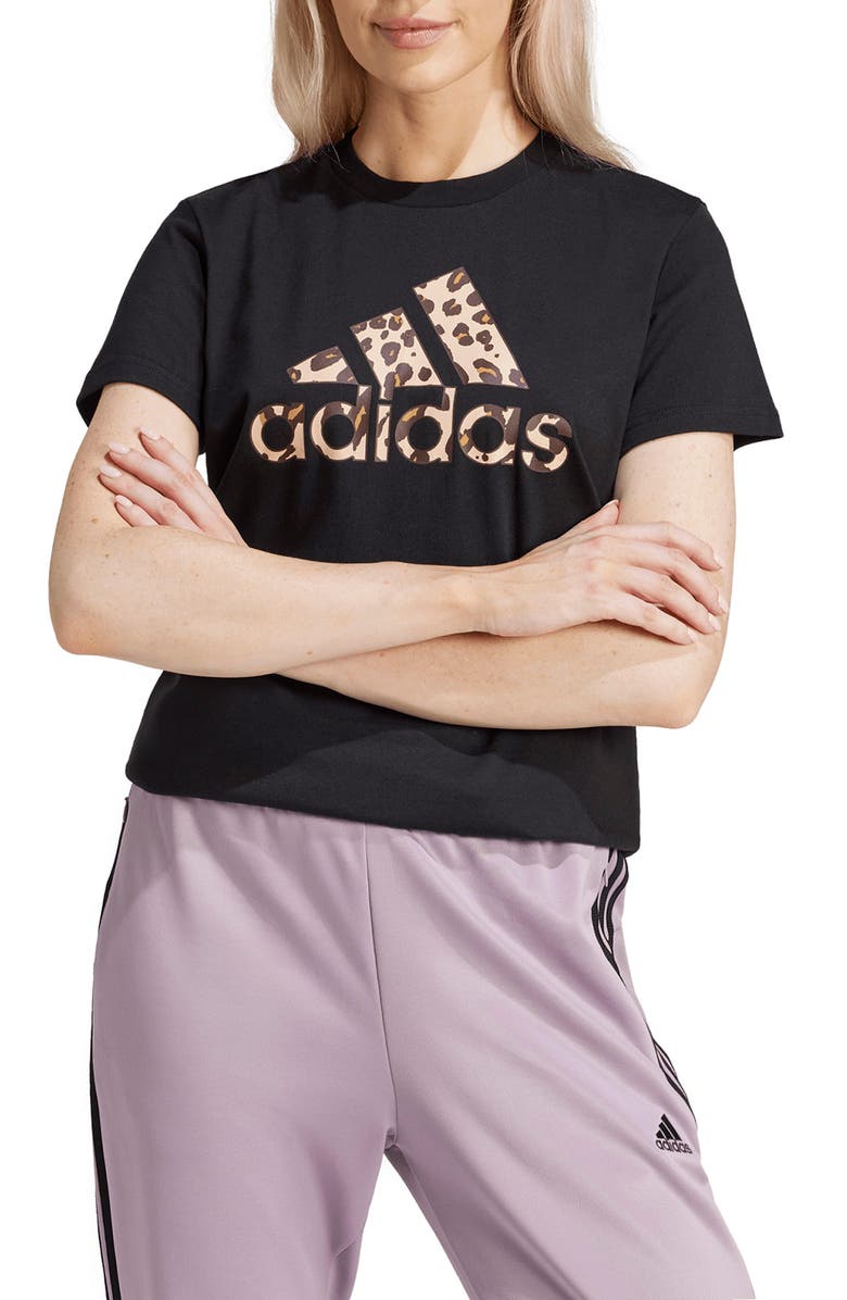 adidas Animal Print Logo Cotton T-Shirt, Main, color,