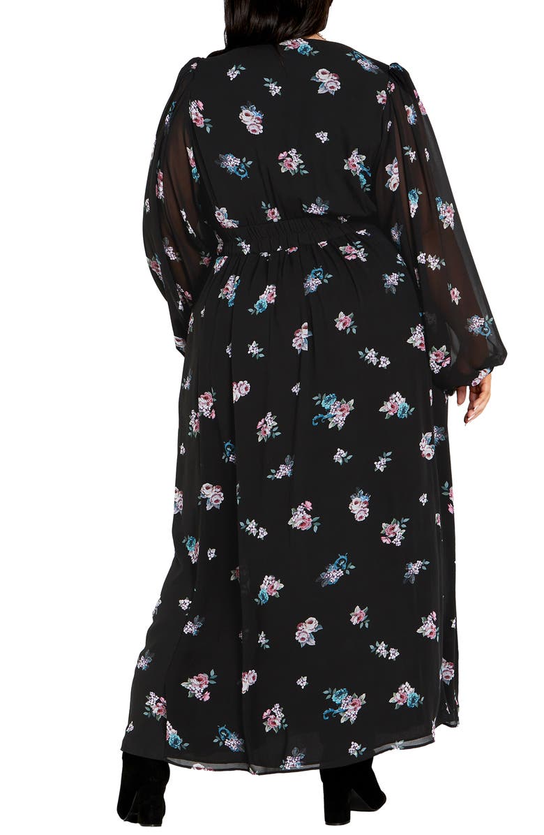 City Chic Jemina Floral Print Long Sleeve Maxi Dress, Alternate, color,