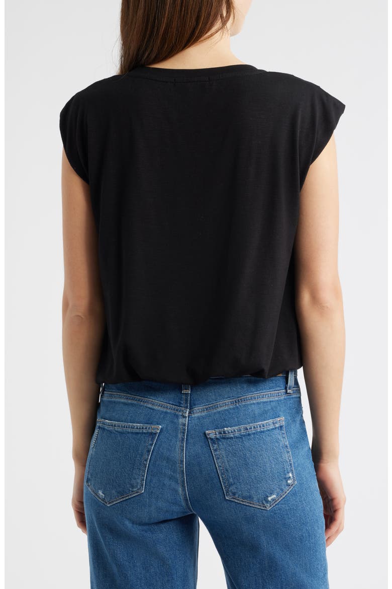 Pleated Cap Sleeve T-Shirt, Alternate, color, BLACK