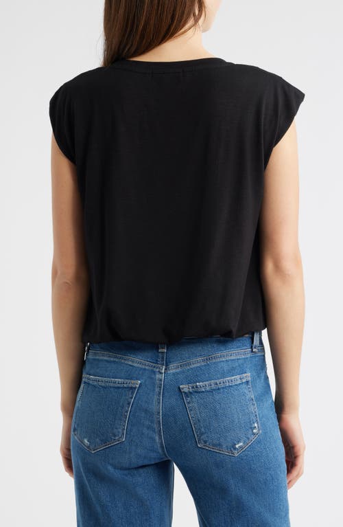 Wit & Wisdom Pleated Cap Sleeve T-shirt In Black
