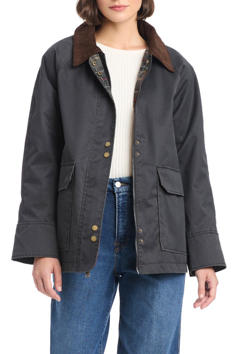 Waxed Barn Jacket, Alternate, color, BLACK
