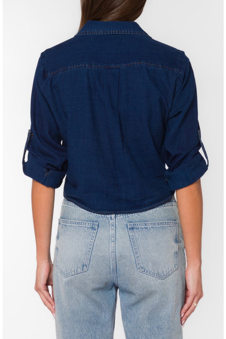 Persefoni Tie Front Shirt, Alternate, color, DARK BLUE