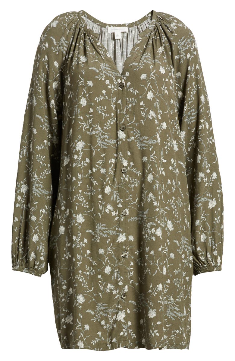 Treasure & Bond Flowy Button Front Minidress, Alternate, color, Olive- Green Wild Vine