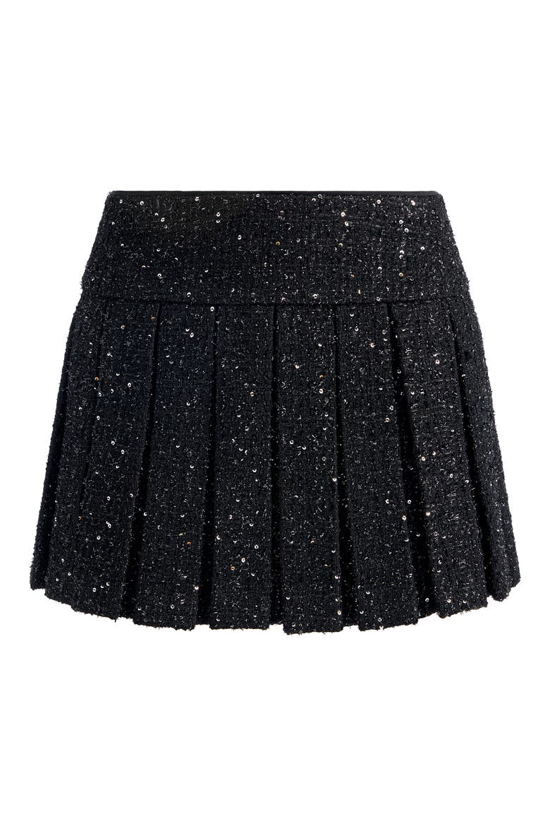 Emilie Pleated Velvet Miniskort, Alternate, color, BLACK