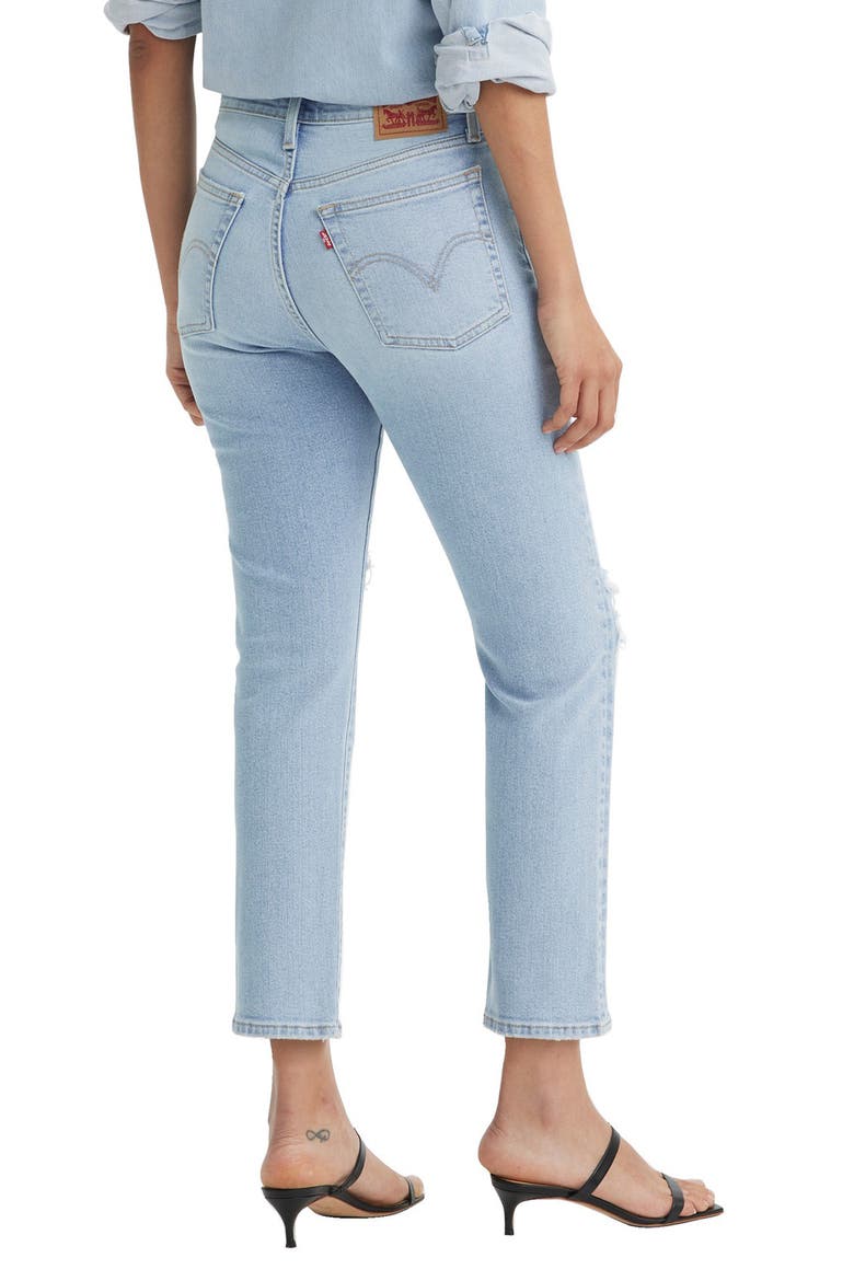 Wedgie High Waist Button Fly Straight Leg Jeans, Alternate, color, THE BELLS AND WHISTL