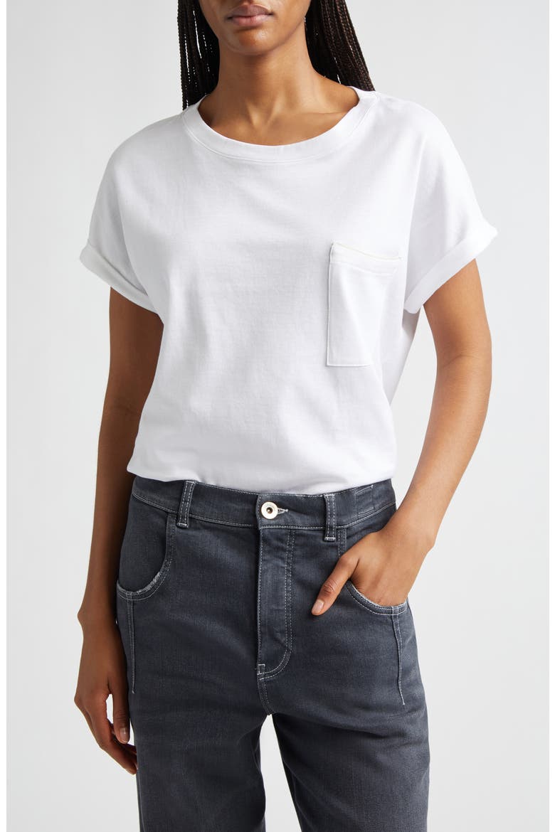 Cotton Pocket T-Shirt, Main, color, WHITE AND SAND