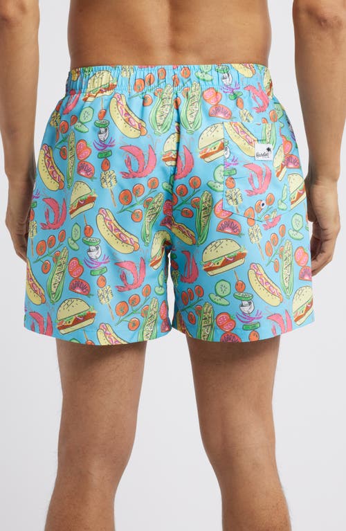 Boardies Grill Master Mid Length Swim Trunks In Blue