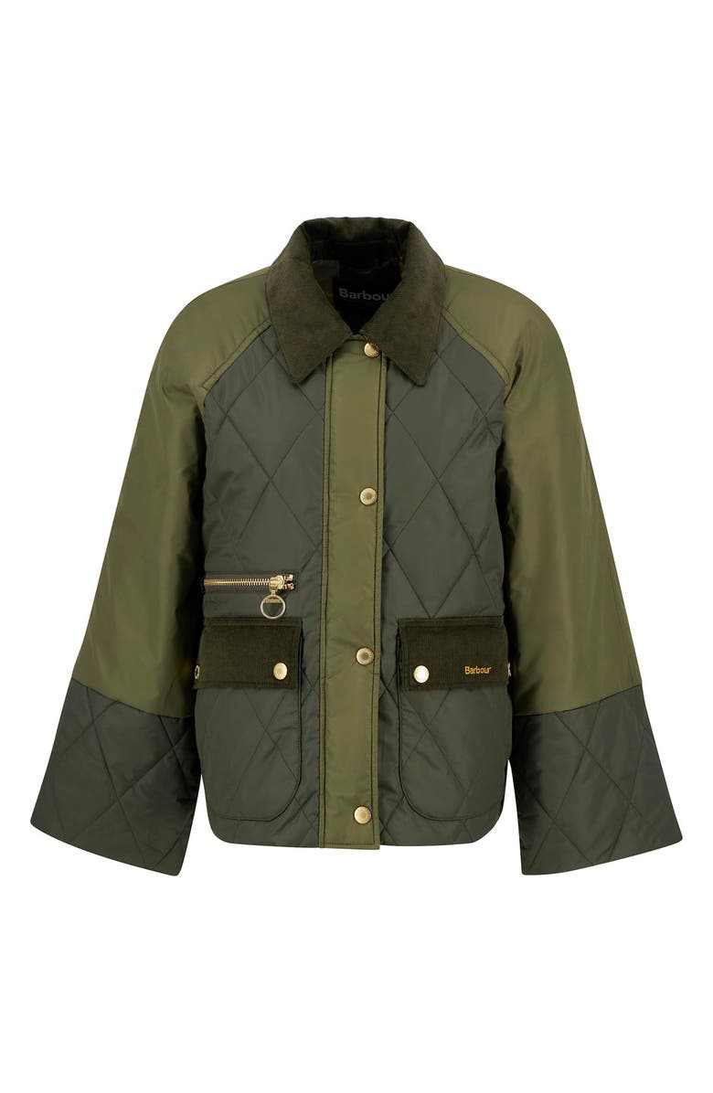 Barbour Martha Diamond Quilted Jacket, Alternate, color, Olive/ Moss/ Tartan
