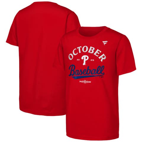 Youth Fanatics Red Philadelphia Phillies 2025 MLB Postseason Locker Room T-Shirt