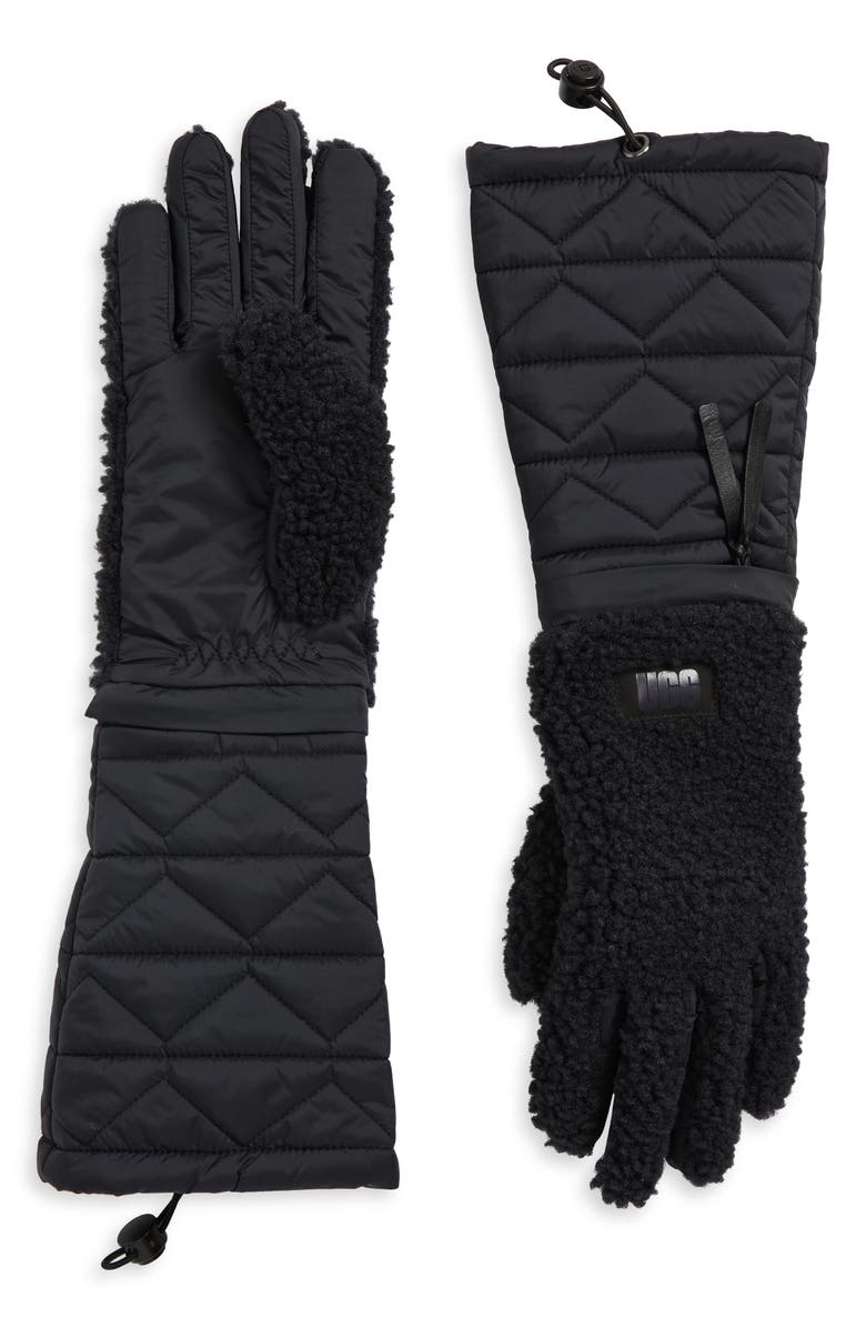UGG<sup>®</sup> Uggfluff Faux Fur Modular Gloves, Main, color, Black