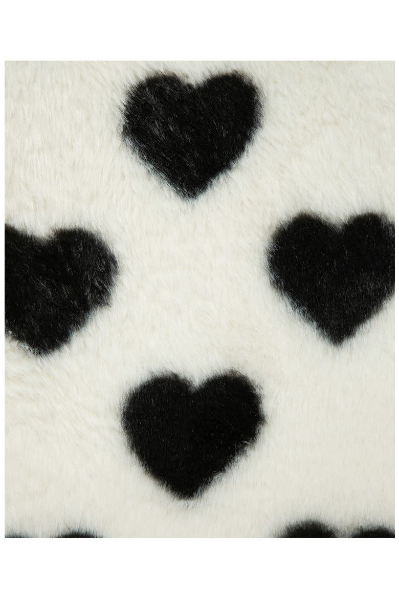 Heart T-Shirt, Faux Fur Jacket & Leggings Set, Alternate, color, WHITE/ BLACK