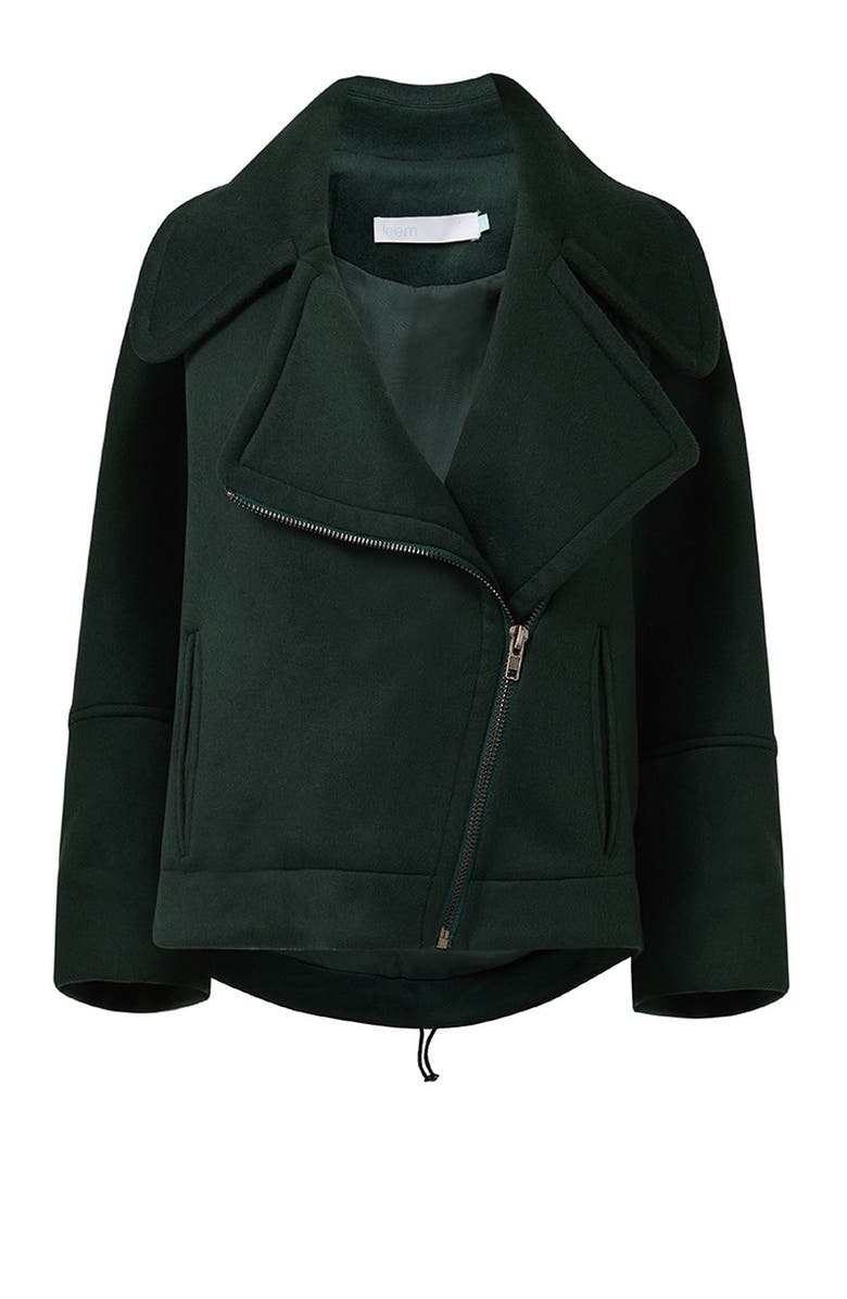 Leem Boxy Biker Jacket, Main, color, Green