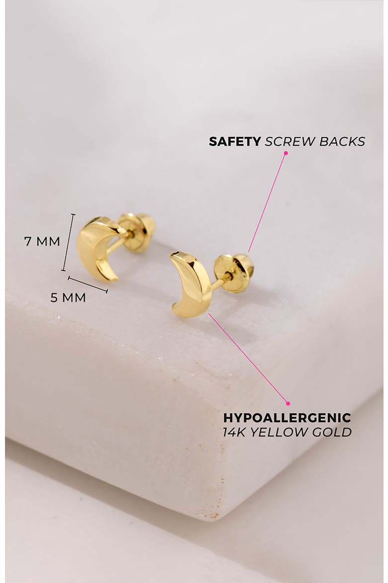 14k Crescent Moon Earrings, Alternate, color, Gold