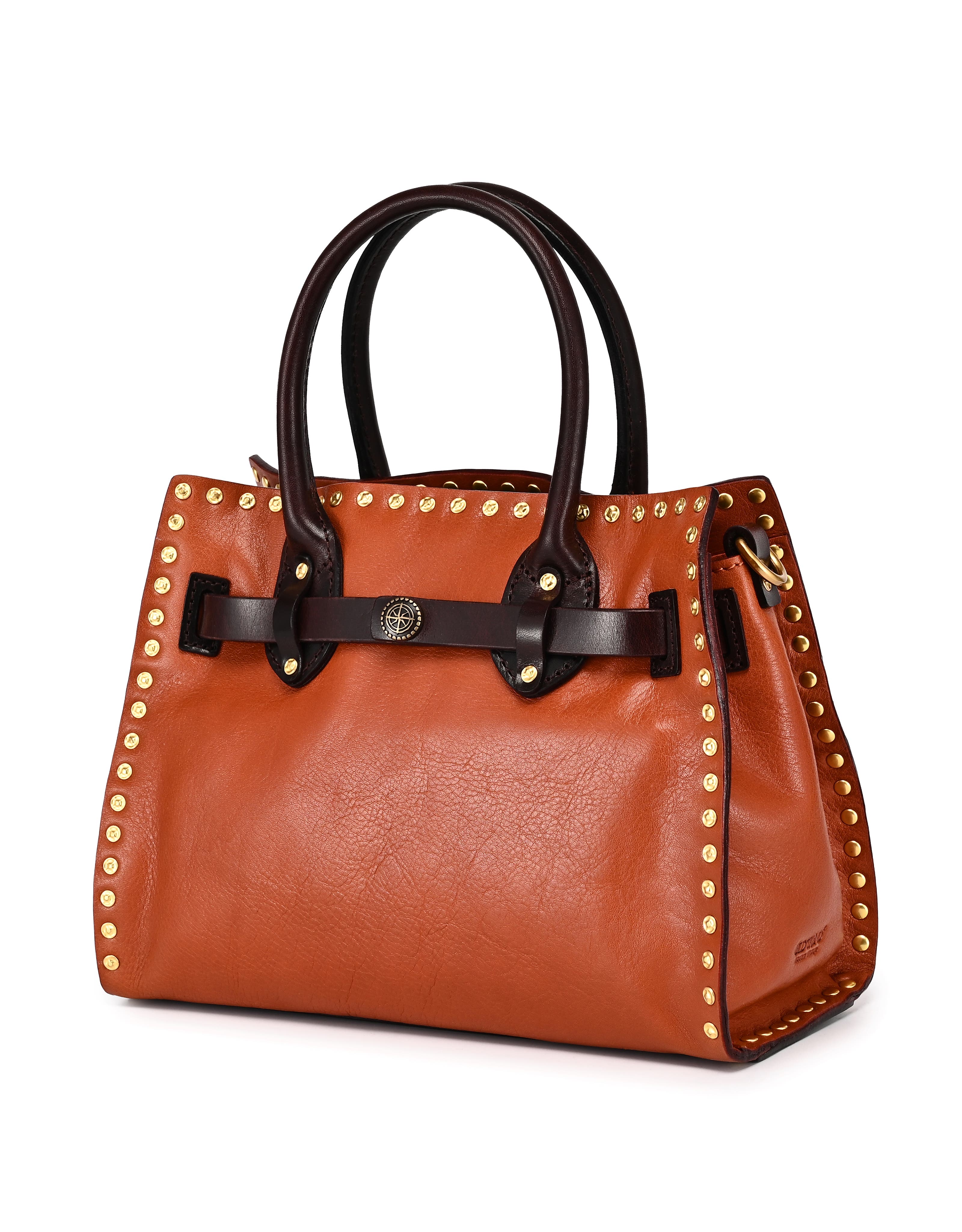 Westland Genuine Leather Studded Mini Tote, Alternate, color, Caramel