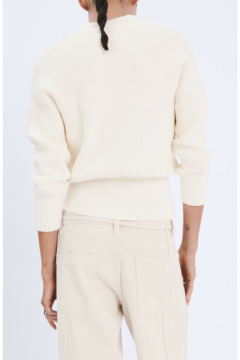 V-Neck Rib Sweater, Alternate, color, ECRU