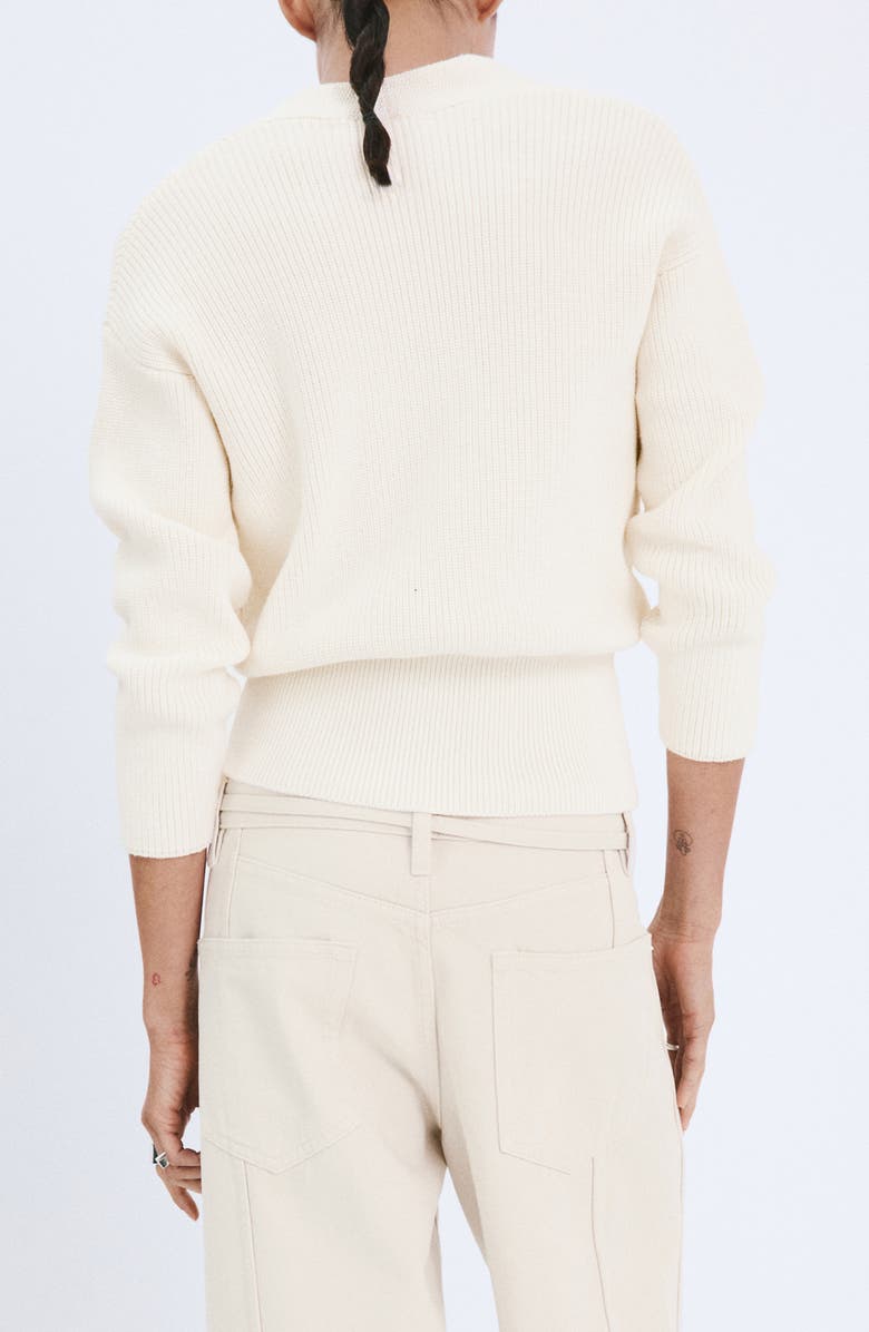 MANGO V-Neck Rib Sweater, Alternate, color, Ecru