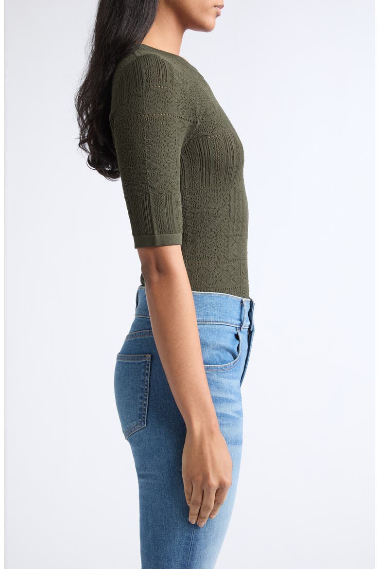 Garron Pointelle Elbow Sleeve Sweater, Alternate, color, LODEN