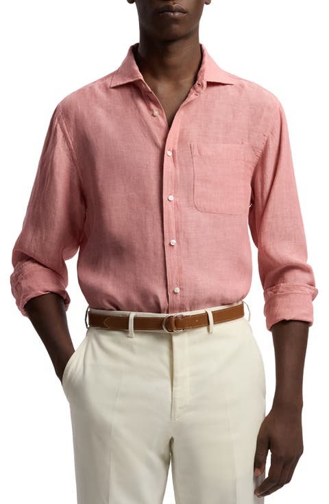 Lightweight Linen Chambray Button-Up Shirt