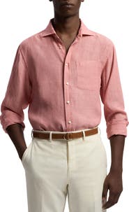 Ralph Lauren Purple Label Lightweight Linen Chambray Button-Up Shirt