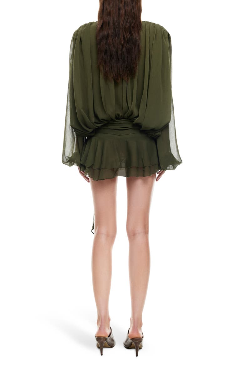 Elements Long Sleeve Chiffon Minidress, Alternate, color, SAFARI
