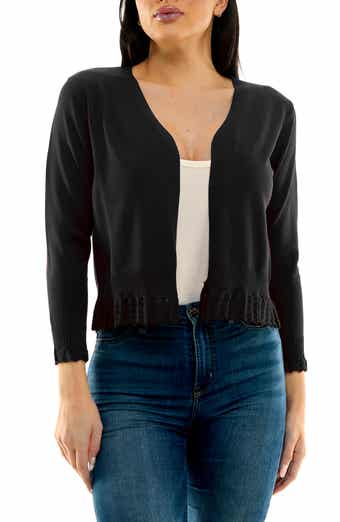 Nina Leonard Ruffle Open Front Knit Bolero
