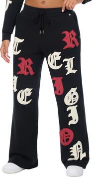 True Religion Applique Logo Mid Rise Straight Leg Sweatpants