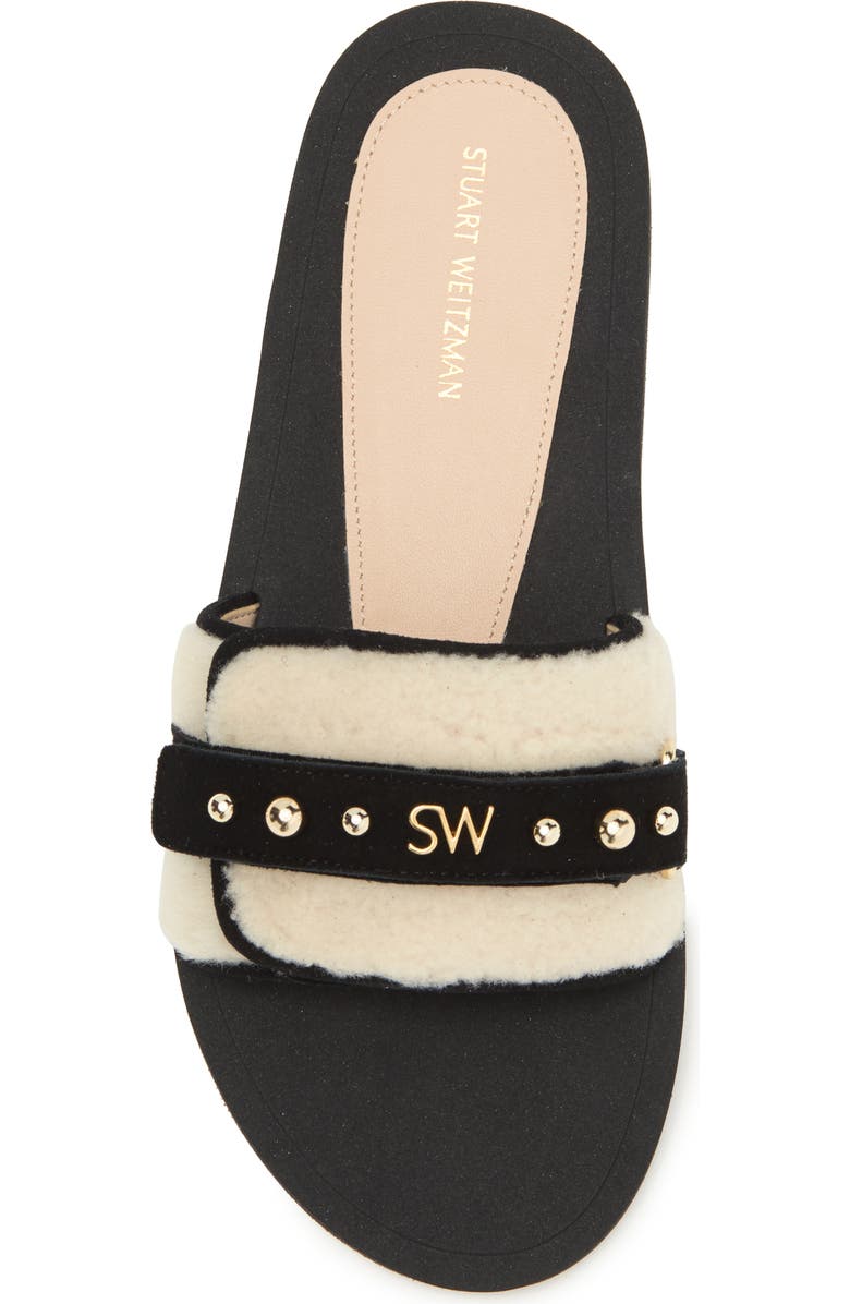 Stuart Weitzman Super Studs Genuine Shearling Slide Sandal, Alternate, color,