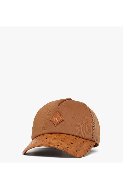 Diamond Cap in Cotton and Monogram Print Leather