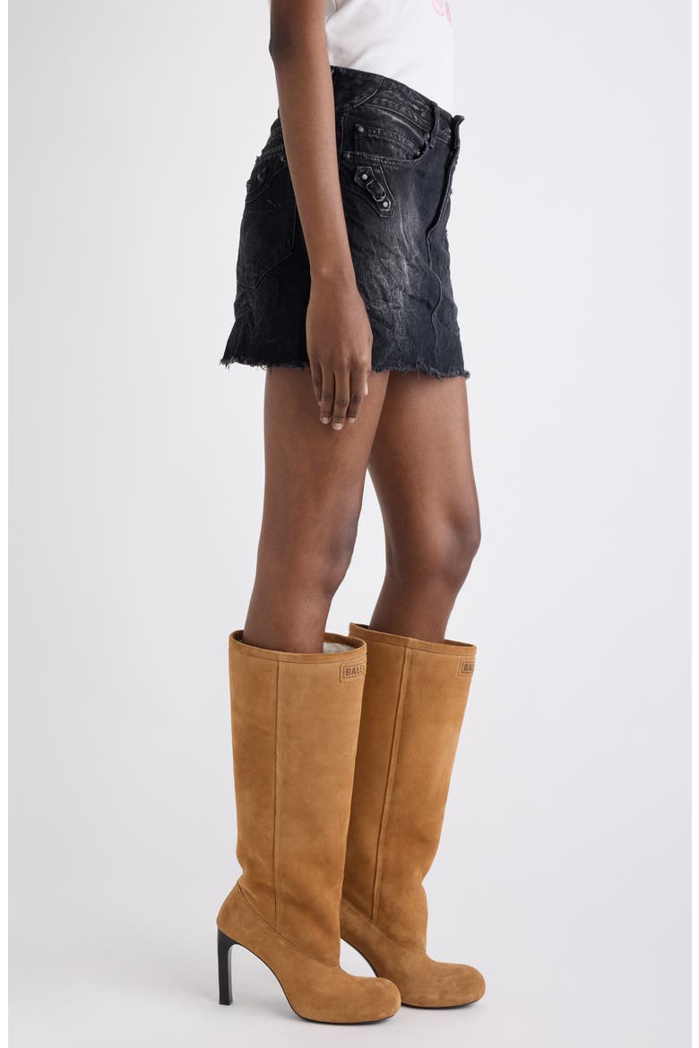 City Distressed Cutoff MIniskirt, Alternate, color, 1037 BLACK FADE OUT