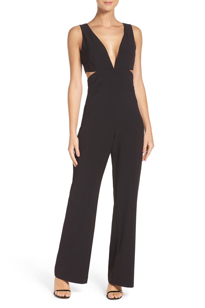 Cutout Jumpsuit, Main, color, BLACK