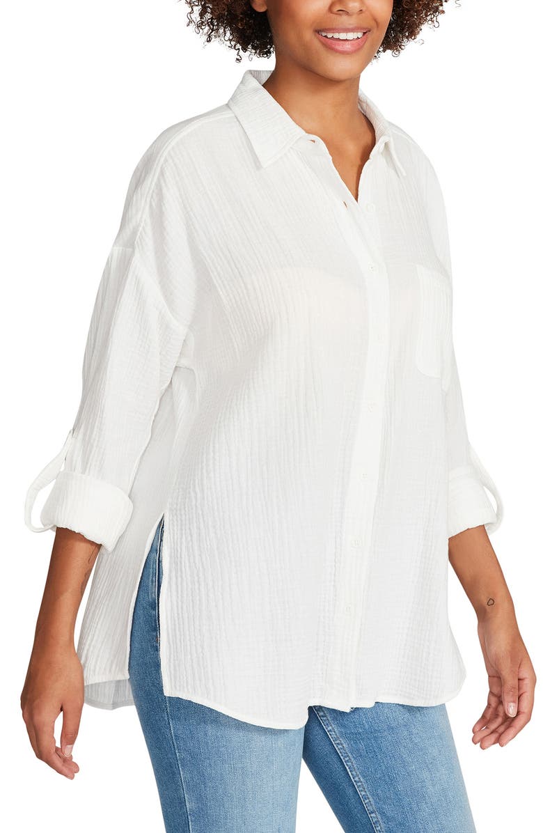 Steve Madden Gauze Button-Up Shirt, Alternate, color, 