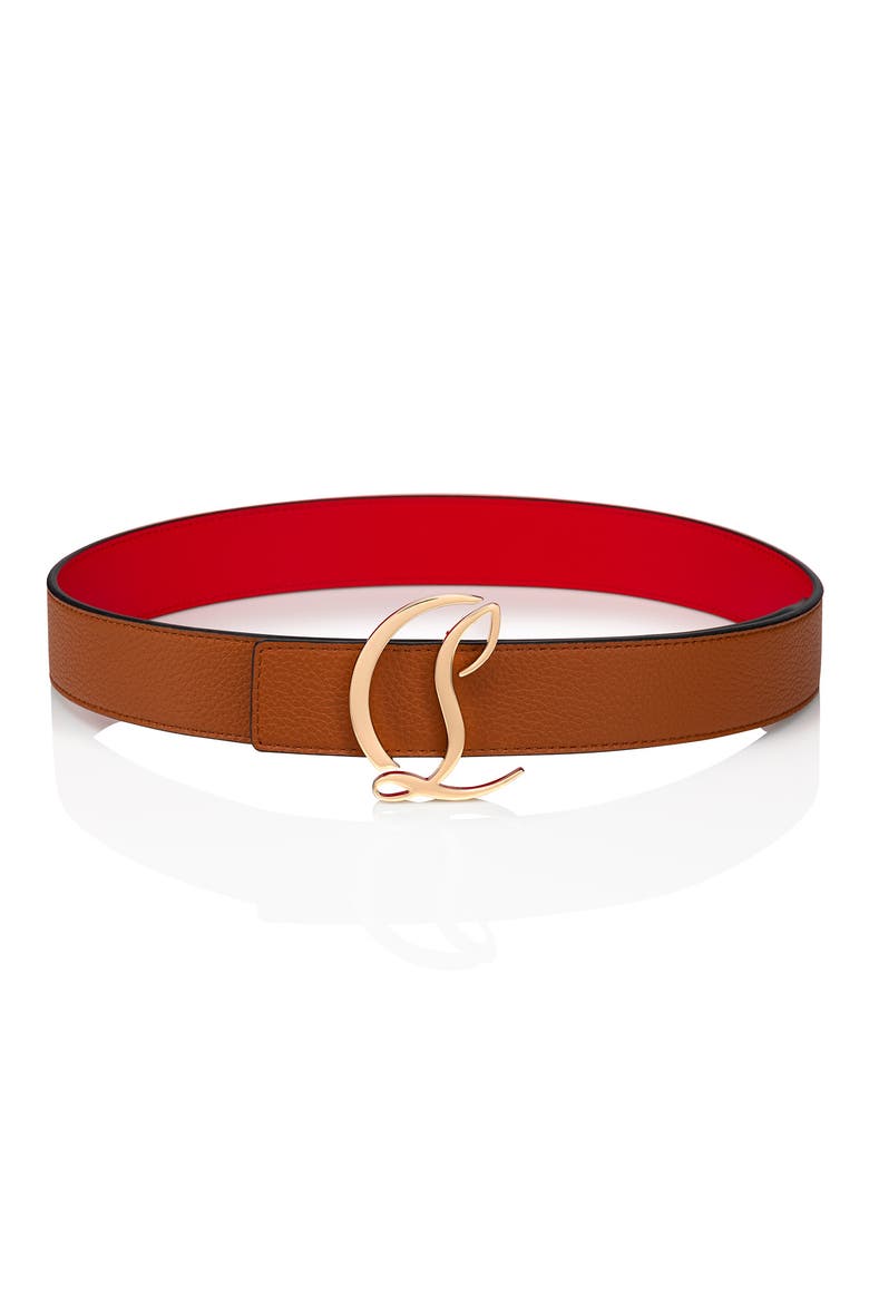 Logo Buckle Leather Belt, Main, color, COCONUT/ GOLD